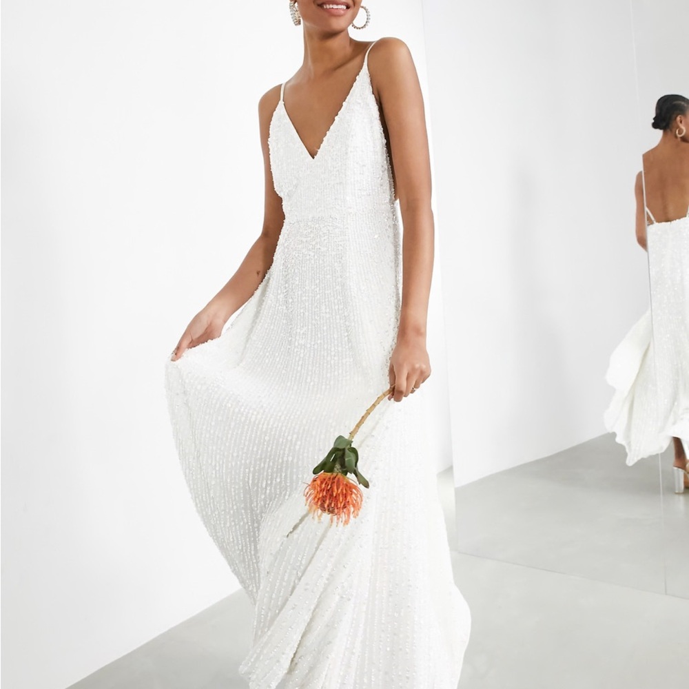 NWT ASOS DESIGN Josie embellished cami maxi wedding dress. Sold out online!
